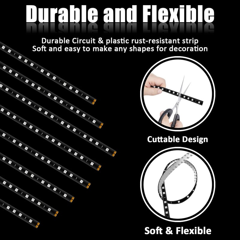 XTAUTO XT AUTO 8pcs 12V Super Bright 30cm 15 LED Flexible Waterproof LED Strip Light for Car Interior & Exterior Decoration DRL Day Running Light Or Boat Bus Garden - Image 3
